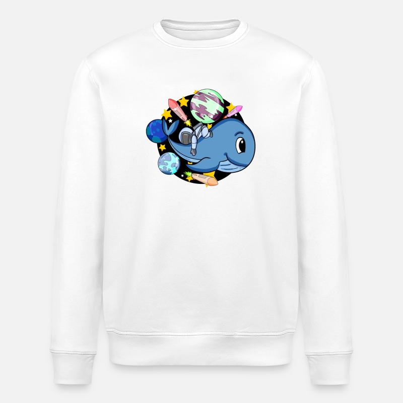 Baleine et astronaute dans l’espace - Sweat bio ROLLER Stanley/Stella Unisexe - blanc