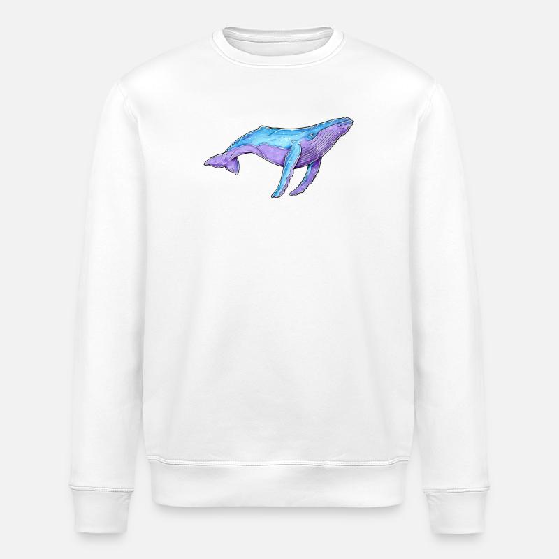 Buckelwal Aquarell - Stanley/Stella Unisex Bio-Sweatshirt ROLLER - Weiß