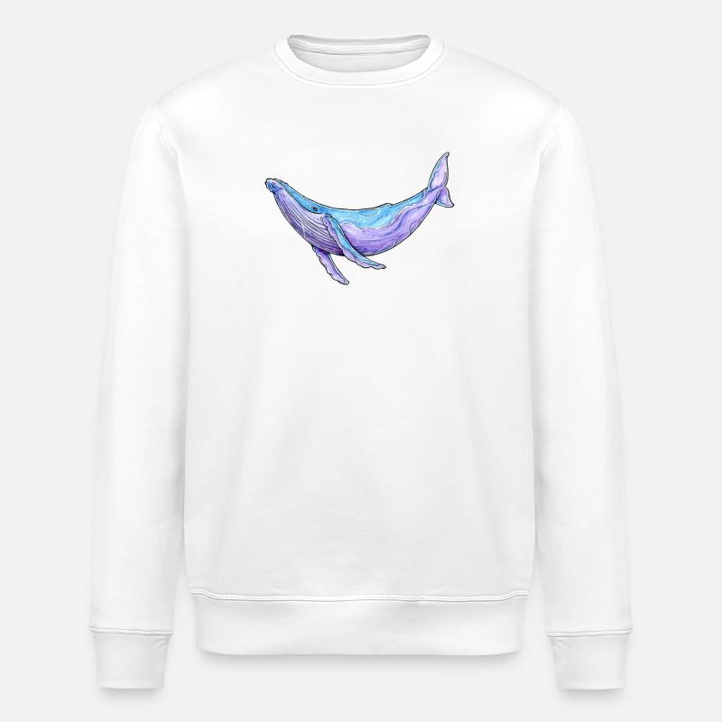 Buckelwal Aquarell - Stanley/Stella Unisex Bio-Sweatshirt ROLLER - Weiß