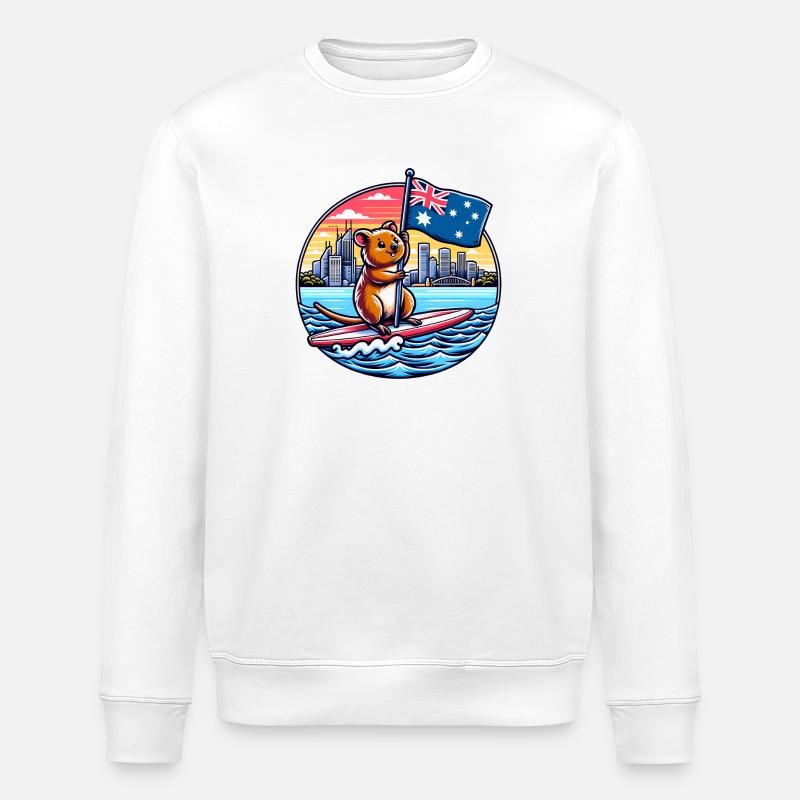 Design de surf australien Quokka - Sweat bio ROLLER Stanley/Stella Unisexe - blanc