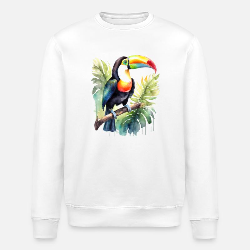 Aquarelle de Toucan - Sweat bio ROLLER Stanley/Stella Unisexe - blanc