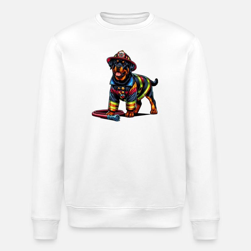 Rottweiler Feuerwehr Design - Stanley/Stella Unisex Bio-Sweatshirt ROLLER - Weiß