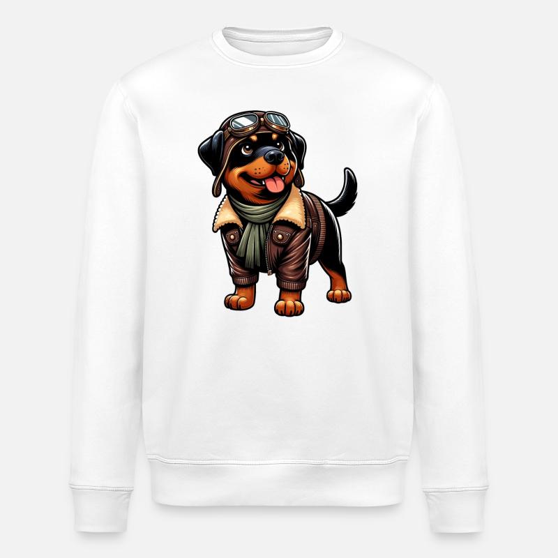 Rottweiler Pilot Design - Stanley/Stella ROLLER Unisex Organic Sweatshirt - white
