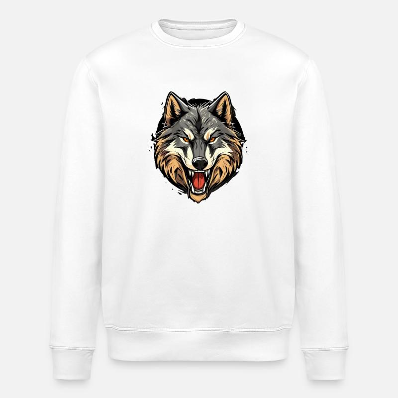 Wolfsgewitter Kopfprint - Stanley/Stella Unisex Bio-Sweatshirt ROLLER - Weiß