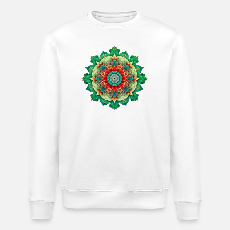 Mandala de Fleurs Kaléidoscope - Sweat bio ROLLER Stanley/Stella Unisexe - blanc