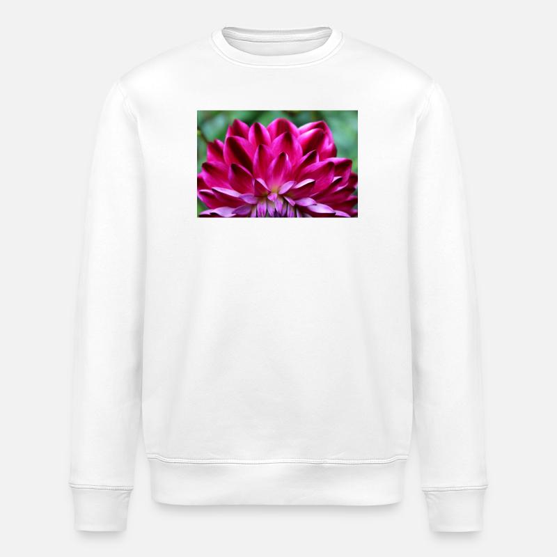 Dahlia Fleur Rouge, Fleur - Sweat bio ROLLER Stanley/Stella Unisexe - blanc