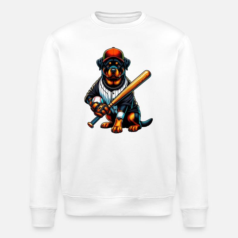 Chien de baseball Rottweiler - Sweat bio ROLLER Stanley/Stella Unisexe - blanc