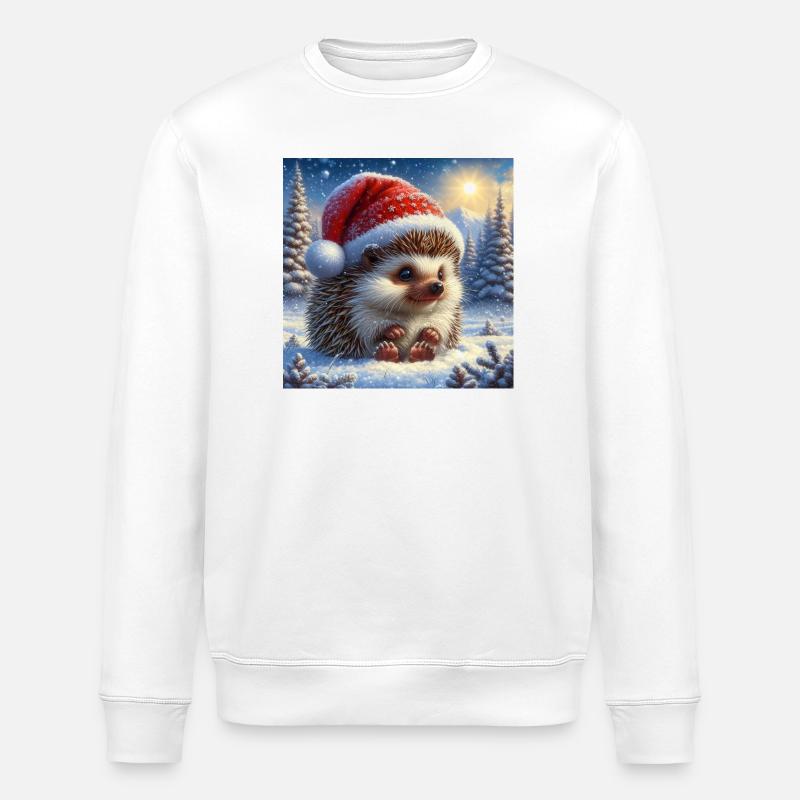 Weihnachts-Igel - Stanley/Stella Unisex Bio-Sweatshirt ROLLER - Weiß