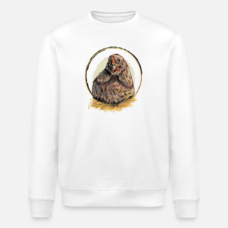 Henne im Goldenem Nest - Stanley/Stella Unisex Bio-Sweatshirt ROLLER - Weiß