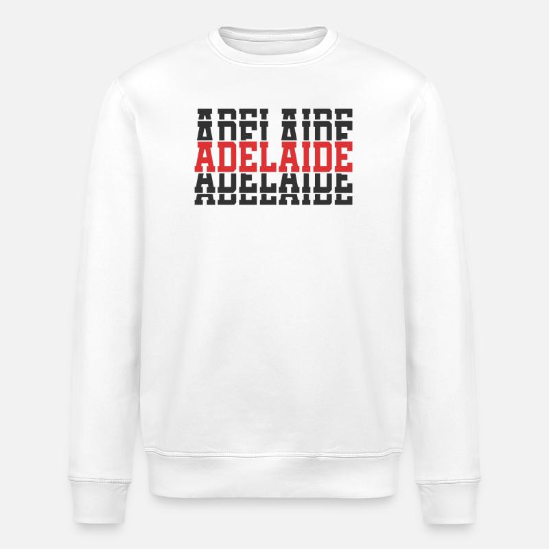 Adelaide gestapelter Text T-Shirt Geschenk - Stanley/Stella Unisex Bio-Sweatshirt ROLLER - Weiß
