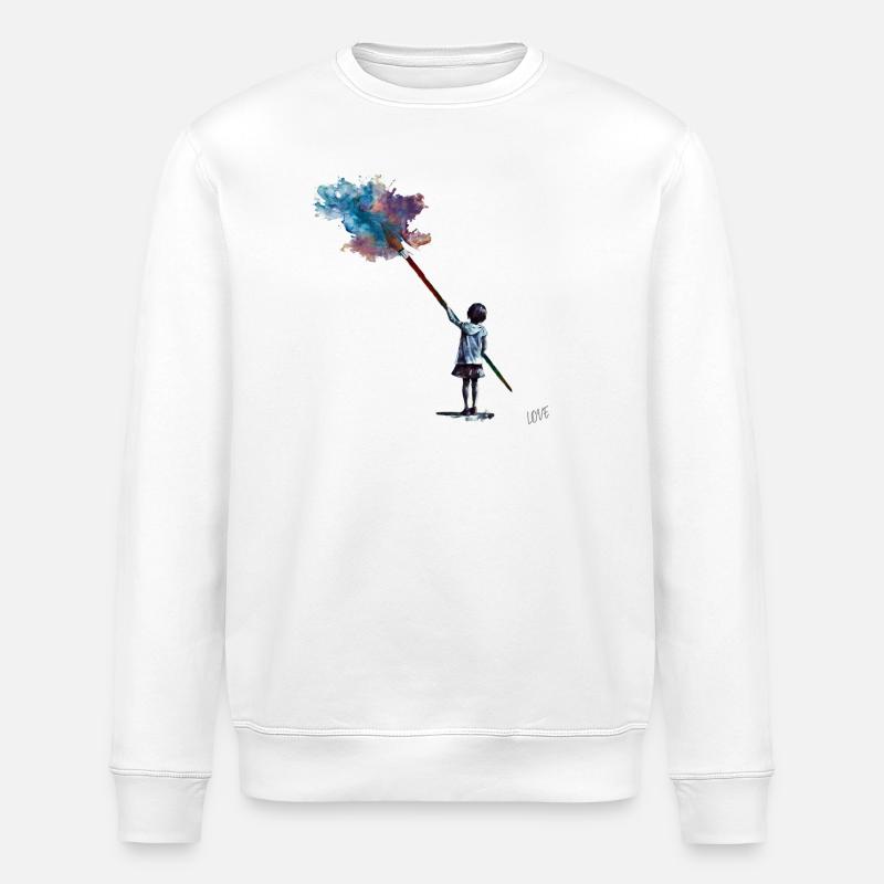  Kind malt Farbwolke - Stanley/Stella Unisex Bio-Sweatshirt ROLLER - Weiß