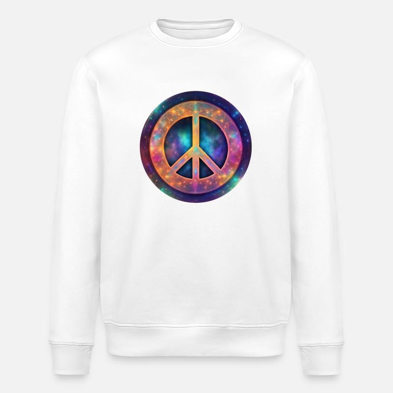 Kosmisches Friedenszeichen - Stanley/Stella Unisex Bio-Sweatshirt ROLLER - Weiß