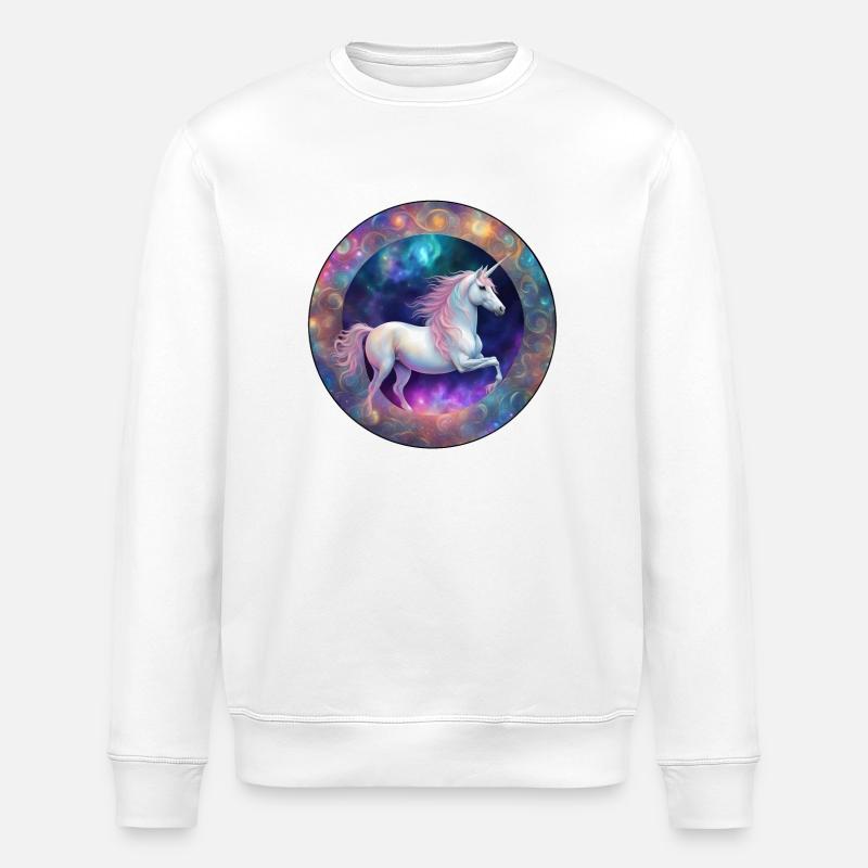 Galaktisches Einhorn Kreis - Stanley/Stella Unisex Bio-Sweatshirt ROLLER - Weiß