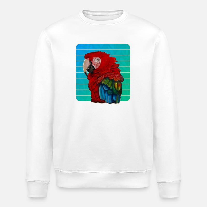 Roter Ara Papagei Gouache Malerei - Stanley/Stella Unisex Bio-Sweatshirt ROLLER - Weiß