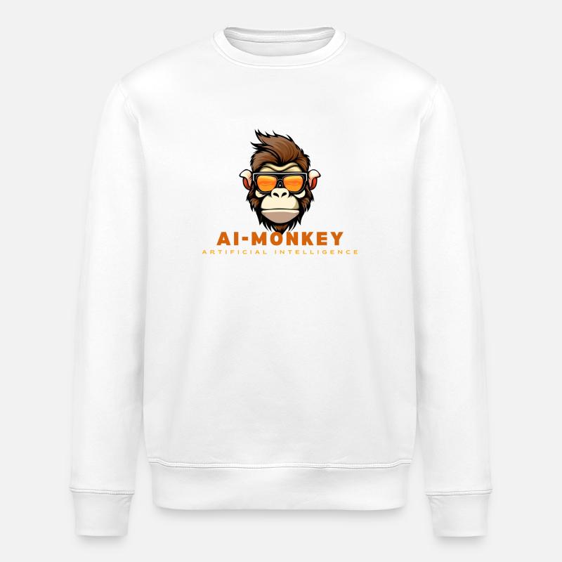 AI Affe mit Sonnenbrille - Stanley/Stella Unisex Bio-Sweatshirt ROLLER - Weiß