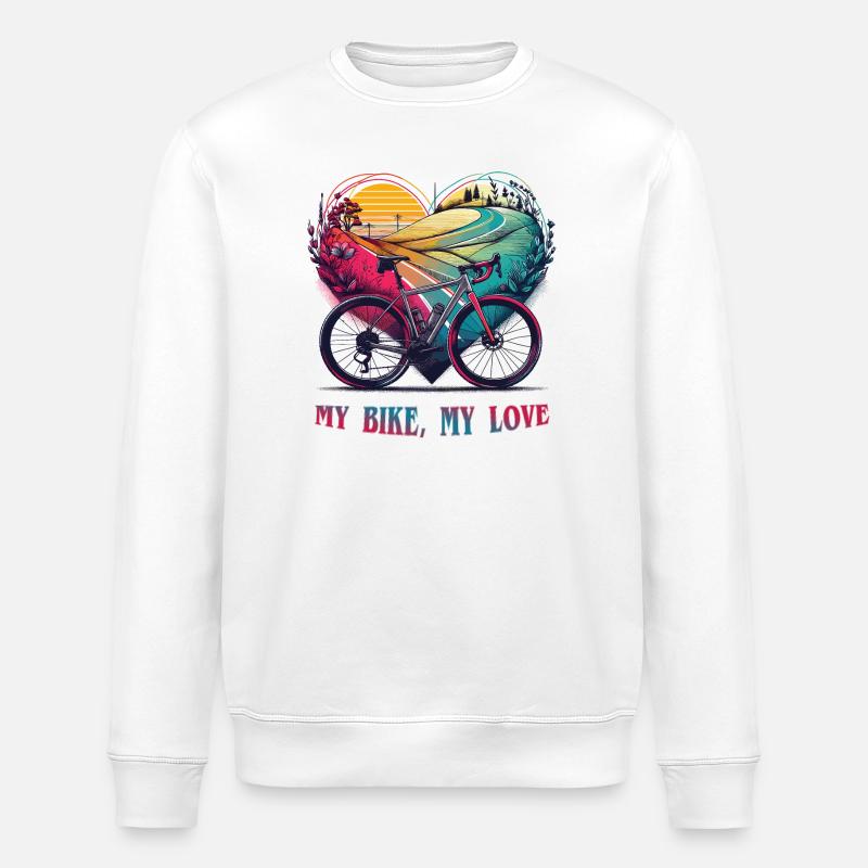 Mon vélo, mon amour. Saint-Valentin 2024 - Sweat bio ROLLER Stanley/Stella Unisexe - blanc