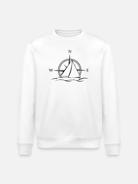 Sailboat with wind rose neutral black - Stanley/Stella ROLLER Unisex Organic Sweatshirt - white