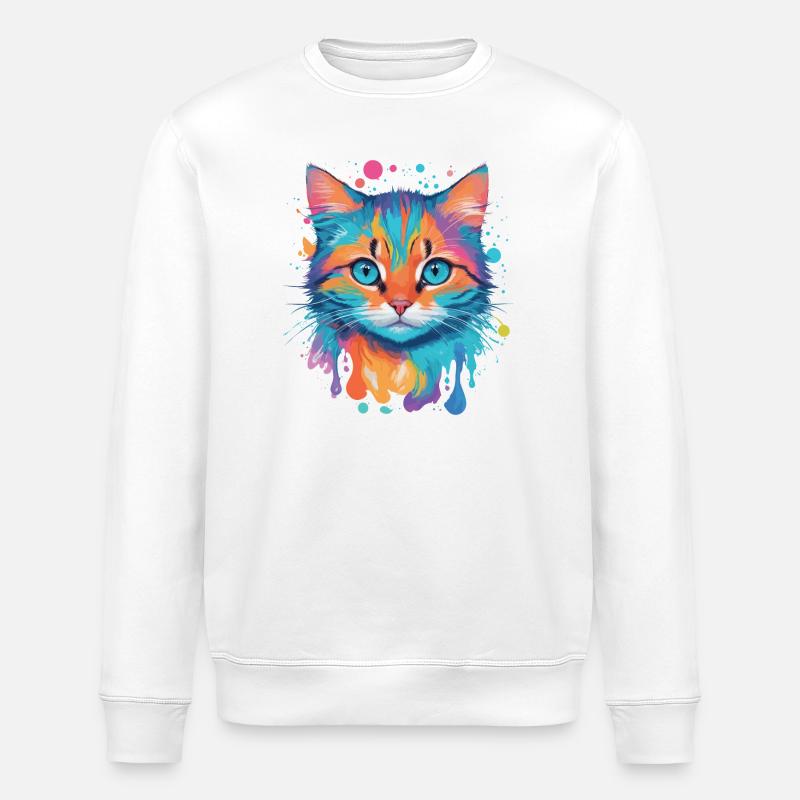 Niedliche Katze - Stanley/Stella Unisex Bio-Sweatshirt ROLLER - Weiß