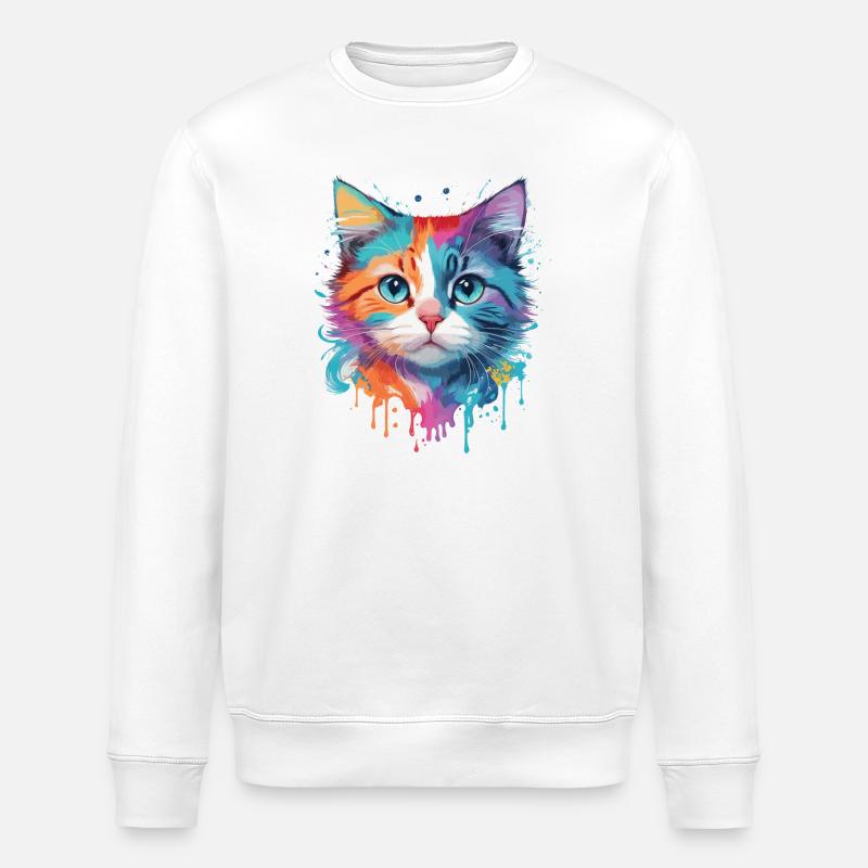 Niedliche Katze - Stanley/Stella Unisex Bio-Sweatshirt ROLLER - Weiß