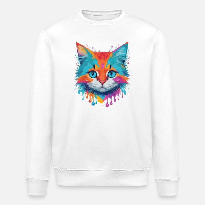 Niedliche Katze - Stanley/Stella Unisex Bio-Sweatshirt ROLLER - Weiß