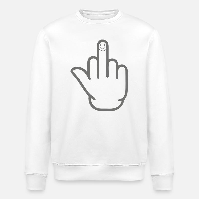 Middle finger - Stanley/Stella ROLLER Unisex Organic Sweatshirt - white