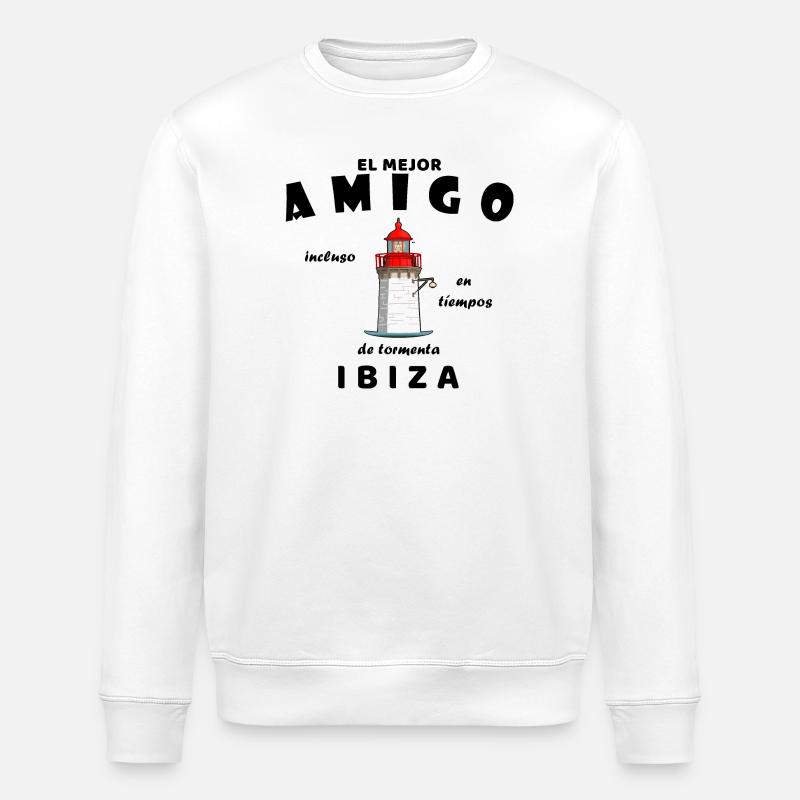 Bester Freund, spanisch, Leuchtturm Ibiza - Stanley/Stella Unisex Bio-Sweatshirt ROLLER - Weiß