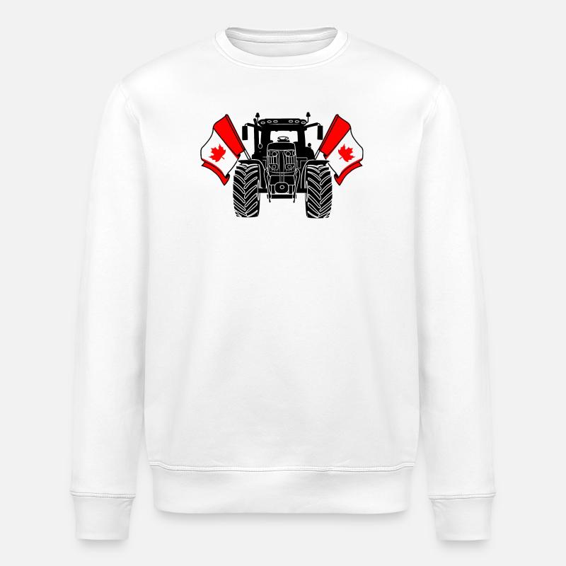 Traktor Zwei Flaggen Kanada - Stanley/Stella Unisex Bio-Sweatshirt ROLLER - Weiß