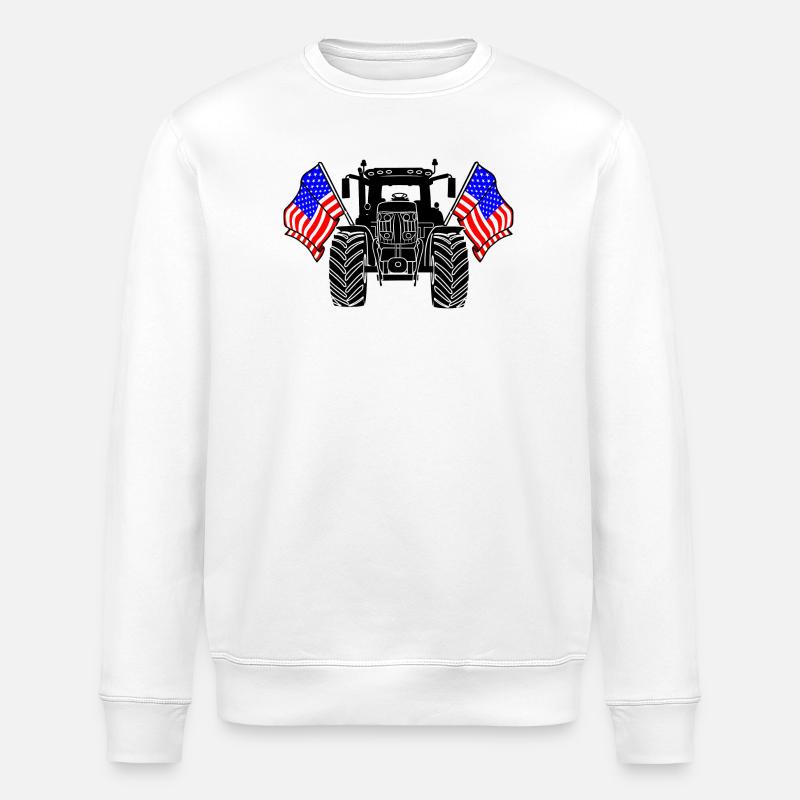 Tracteur Two Flags États-Unis - Sweat bio ROLLER Stanley/Stella Unisexe - blanc