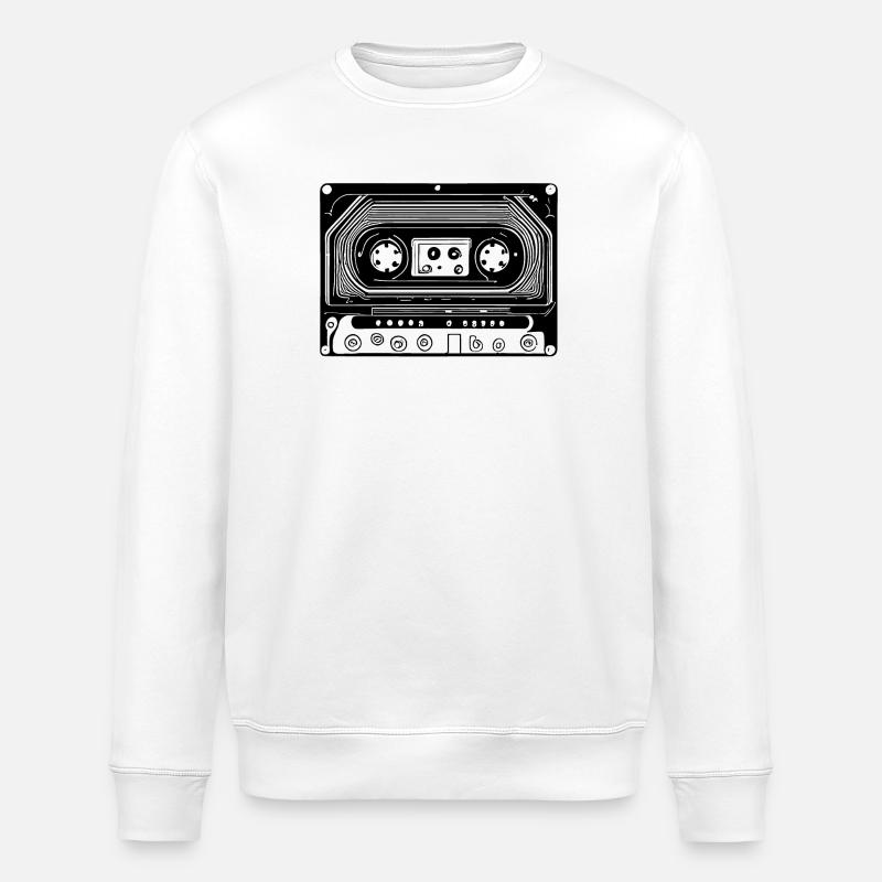 Retro Design Audio Cassette Black - Stanley/Stella ROLLER Unisex Organic Sweatshirt - white