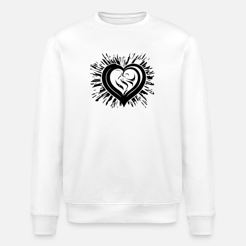 Geschwungenes Herz mit Strahlen - Stanley/Stella Unisex Bio-Sweatshirt ROLLER - Weiß