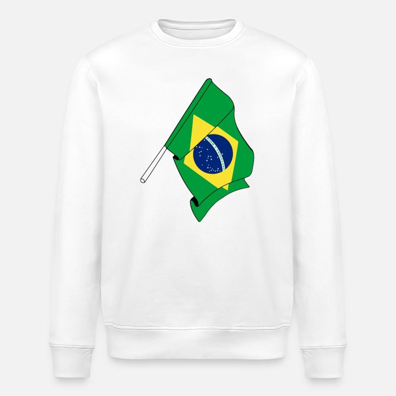 Flagge von Brasilien - Stanley/Stella Unisex Bio-Sweatshirt ROLLER - Weiß