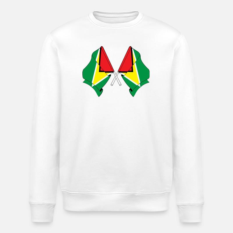 Deux drapeaux croisés de la Guyane - Sweat bio ROLLER Stanley/Stella Unisexe - blanc