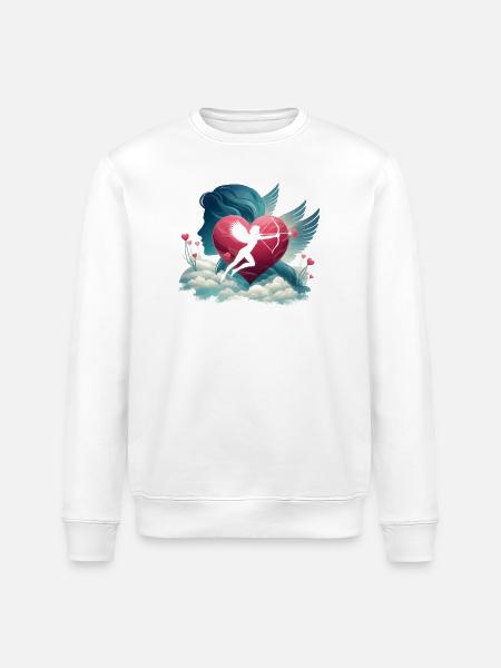 Cupid Archer Heart Artwork - Stanley/Stella ROLLER Unisex Organic Sweatshirt - white