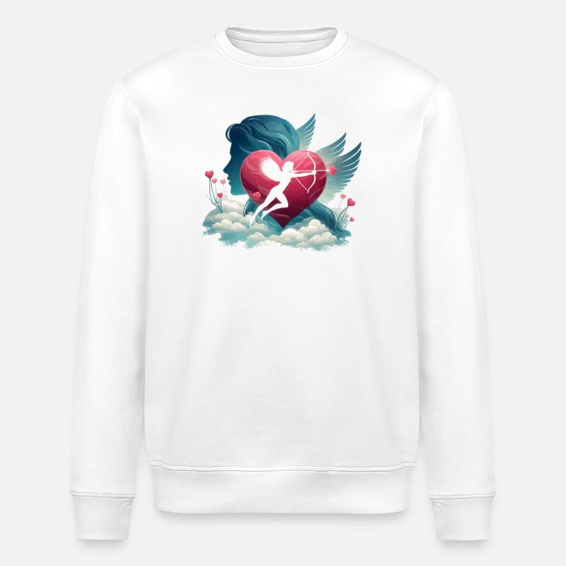 Cupid Archer Heart Artwork - Stanley/Stella ROLLER Unisex Organic Sweatshirt - white