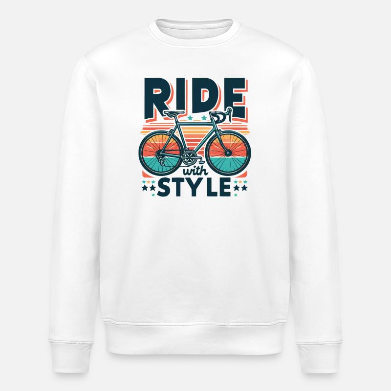 Ride with Style Bicycle Design - Stanley/Stella ROLLER Unisex Organic Sweatshirt - white