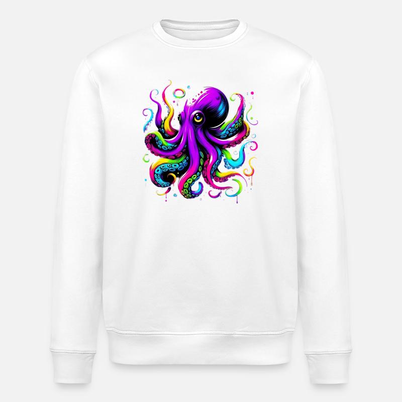 Octopus - Stanley/Stella ROLLER Unisex Organic Sweatshirt - white