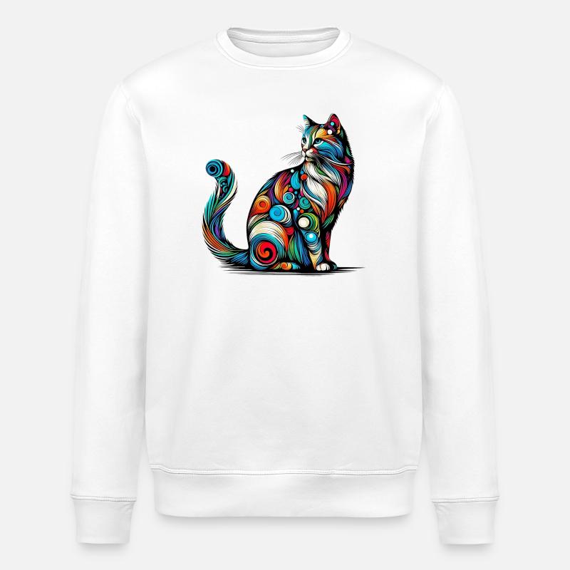 Chat - Sweat bio ROLLER Stanley/Stella Unisexe - blanc