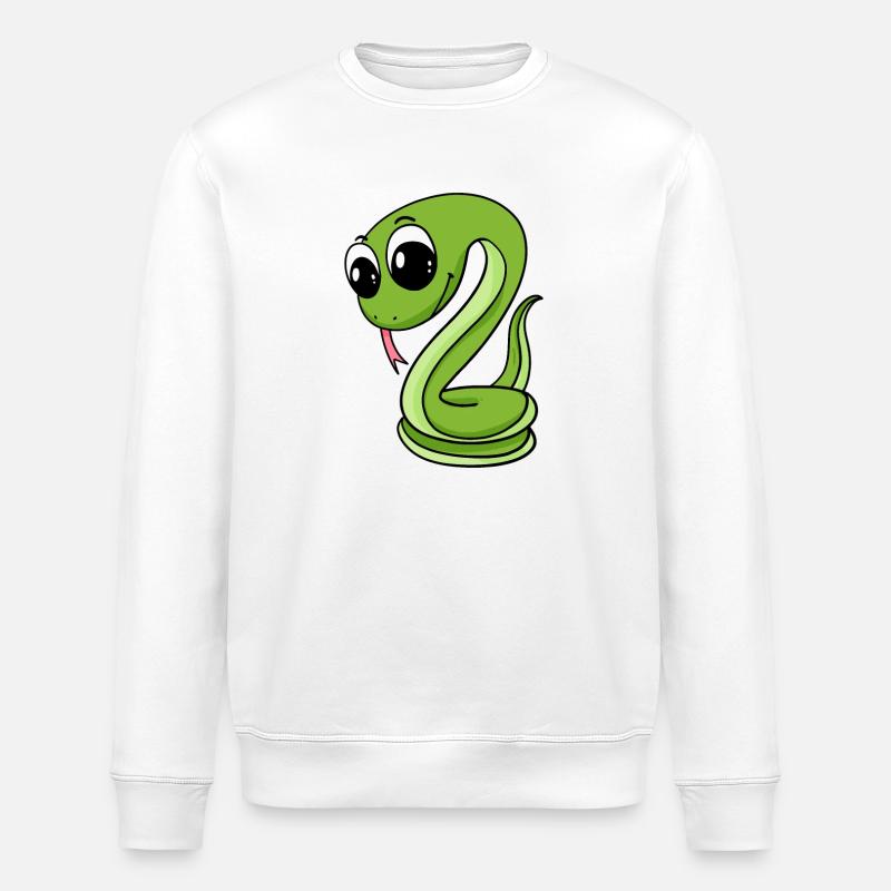Cute Green Snake - Stanley/Stella ROLLER Unisex Organic Sweatshirt - white