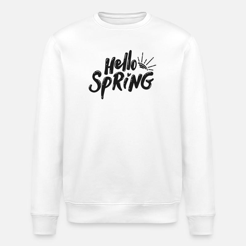 Bonjour printemps saison Bloom lettrage - Sweat bio ROLLER Stanley/Stella Unisexe - blanc