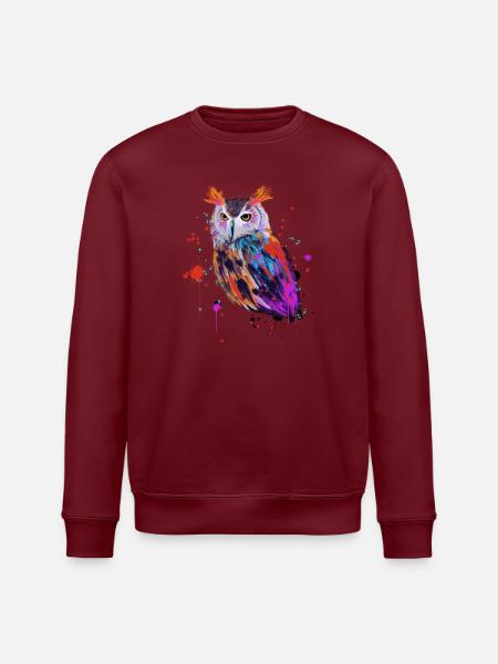 Hibou aquarelle - Sweat bio ROLLER Stanley/Stella Unisexe - blanc
