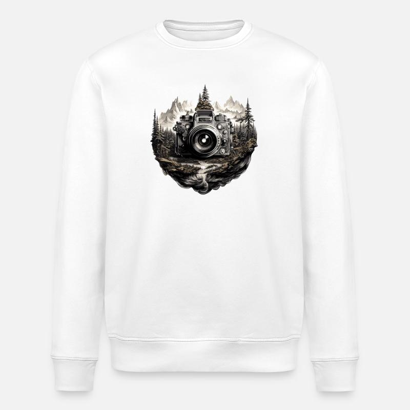 Kamera in Berglandschaft - Stanley/Stella Unisex Bio-Sweatshirt ROLLER - Weiß