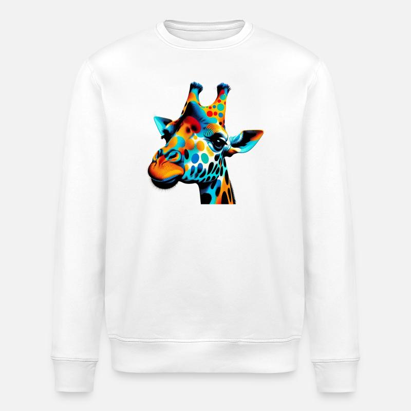 Giraffe Pop Art - Stanley/Stella ROLLER Unisex Organic Sweatshirt - white