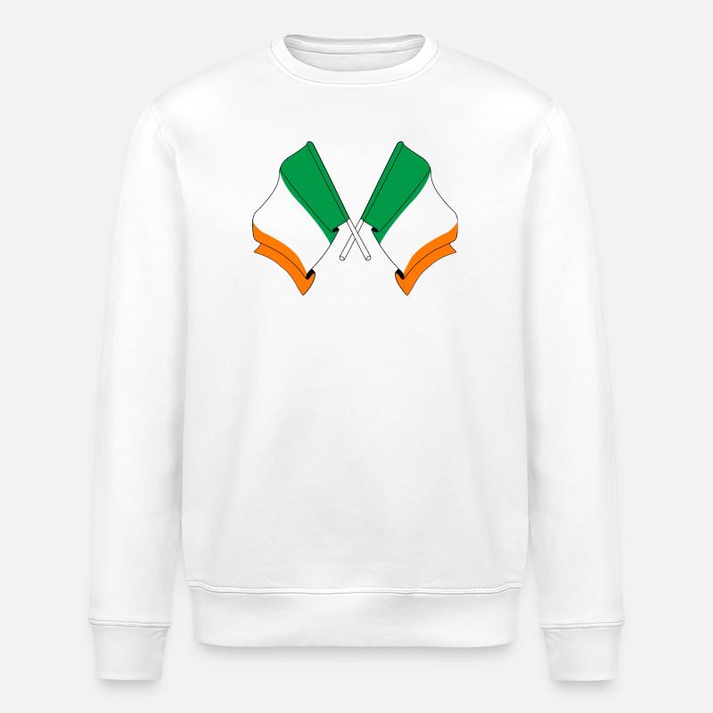 Zwei gekreuzte Flaggen Irlands - Stanley/Stella Unisex Bio-Sweatshirt ROLLER - Weiß