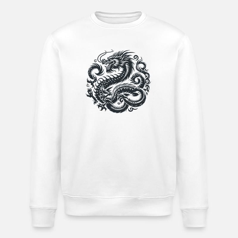 Chinesisches Drachen-Tattoo - Stanley/Stella Unisex Bio-Sweatshirt ROLLER - Weiß