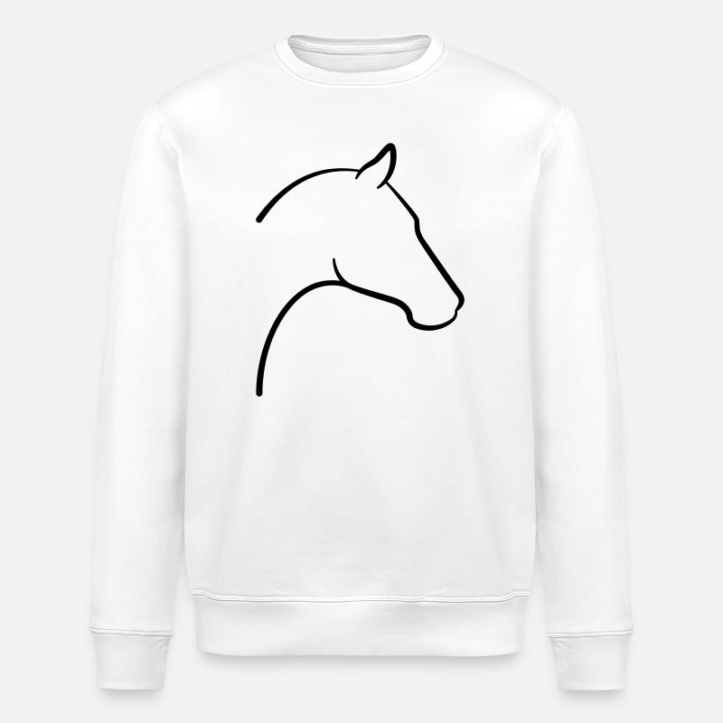 Horse Head Icon Outline - Stanley/Stella ROLLER Unisex Organic Sweatshirt - white