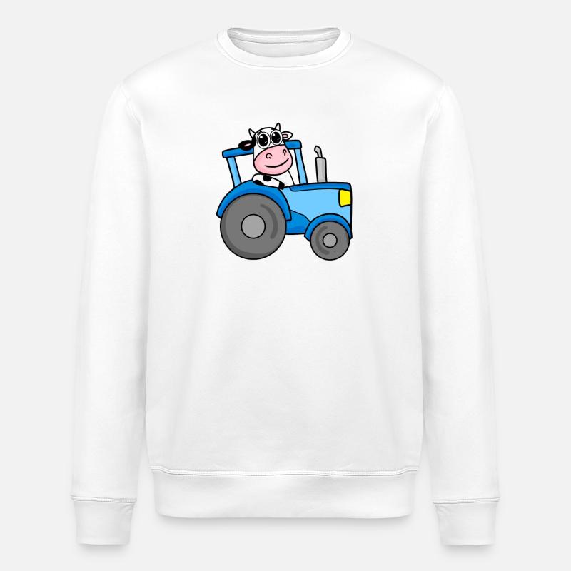 Cow Tractor Farm - Stanley/Stella ROLLER Unisex Organic Sweatshirt - white
