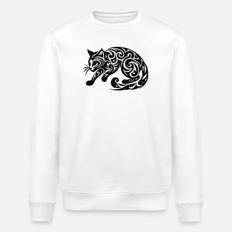 Black Cat - Stanley/Stella ROLLER Unisex Organic Sweatshirt - white