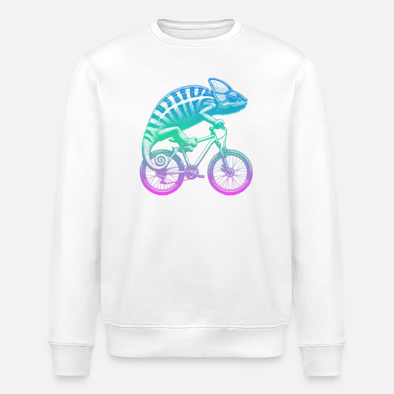 Radfahrendes Chamäleon - Stanley/Stella Unisex Bio-Sweatshirt ROLLER - Weiß