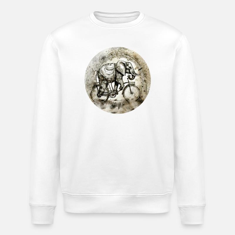 Éléphant indien sur la roue - Sweat bio ROLLER Stanley/Stella Unisexe - blanc