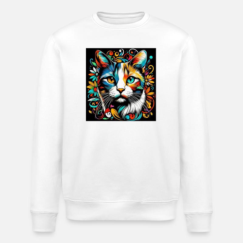 Chat - Sweat bio ROLLER Stanley/Stella Unisexe - blanc